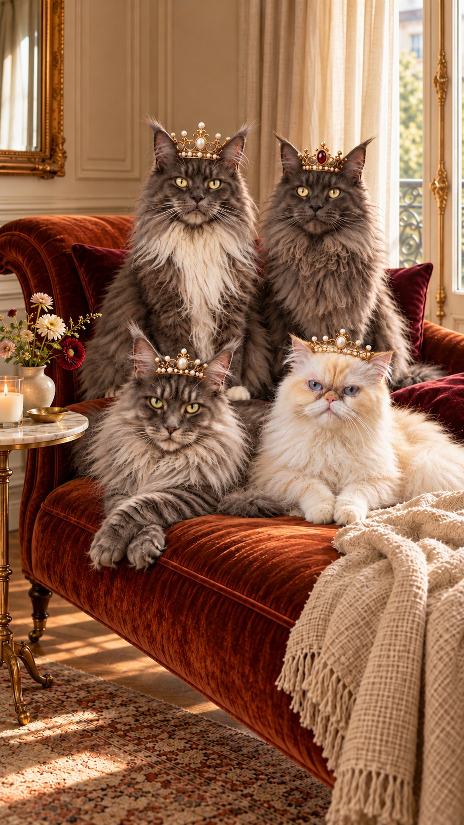 Celina's kattenbende: Daisy, Nayla, Blue en Jaxx