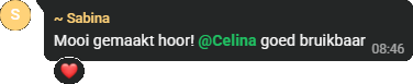 Sabina: Mooi gemaakt hoor! @Celina goed bruikbaar